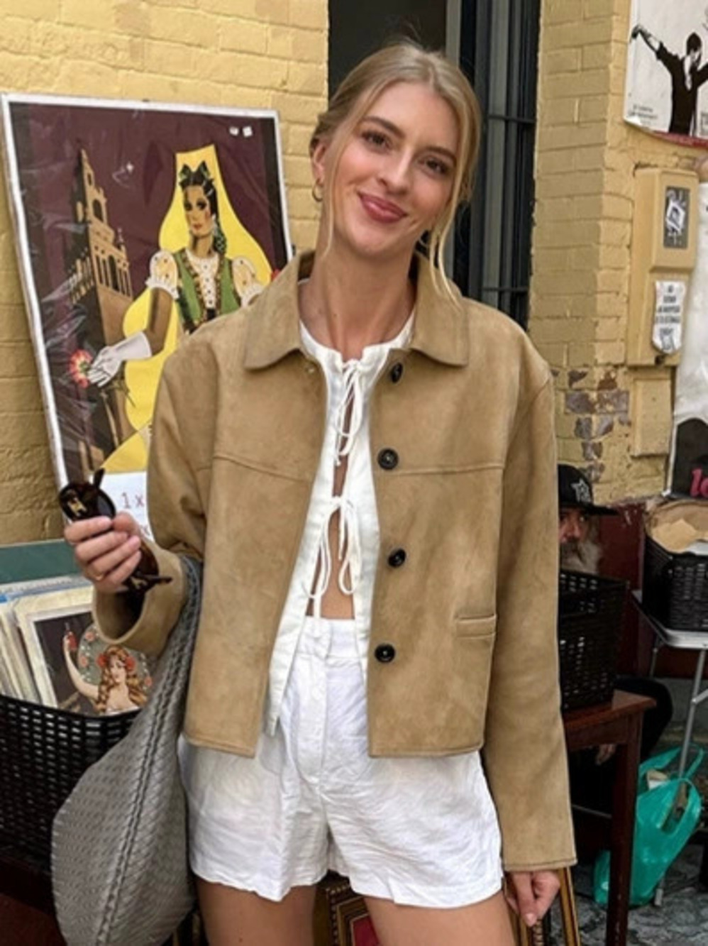 Forever 21 Fall Khaki Suede Notch Collar Jacket